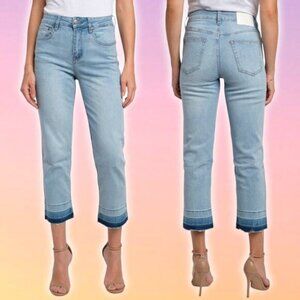 NWT CAVALLI CLASS Roberto Cavalli High Rise Straight Leg Jean Sz 24 Raw Hem